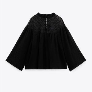 ZARA EMBROIDERED SWISS DOT BLOUSE